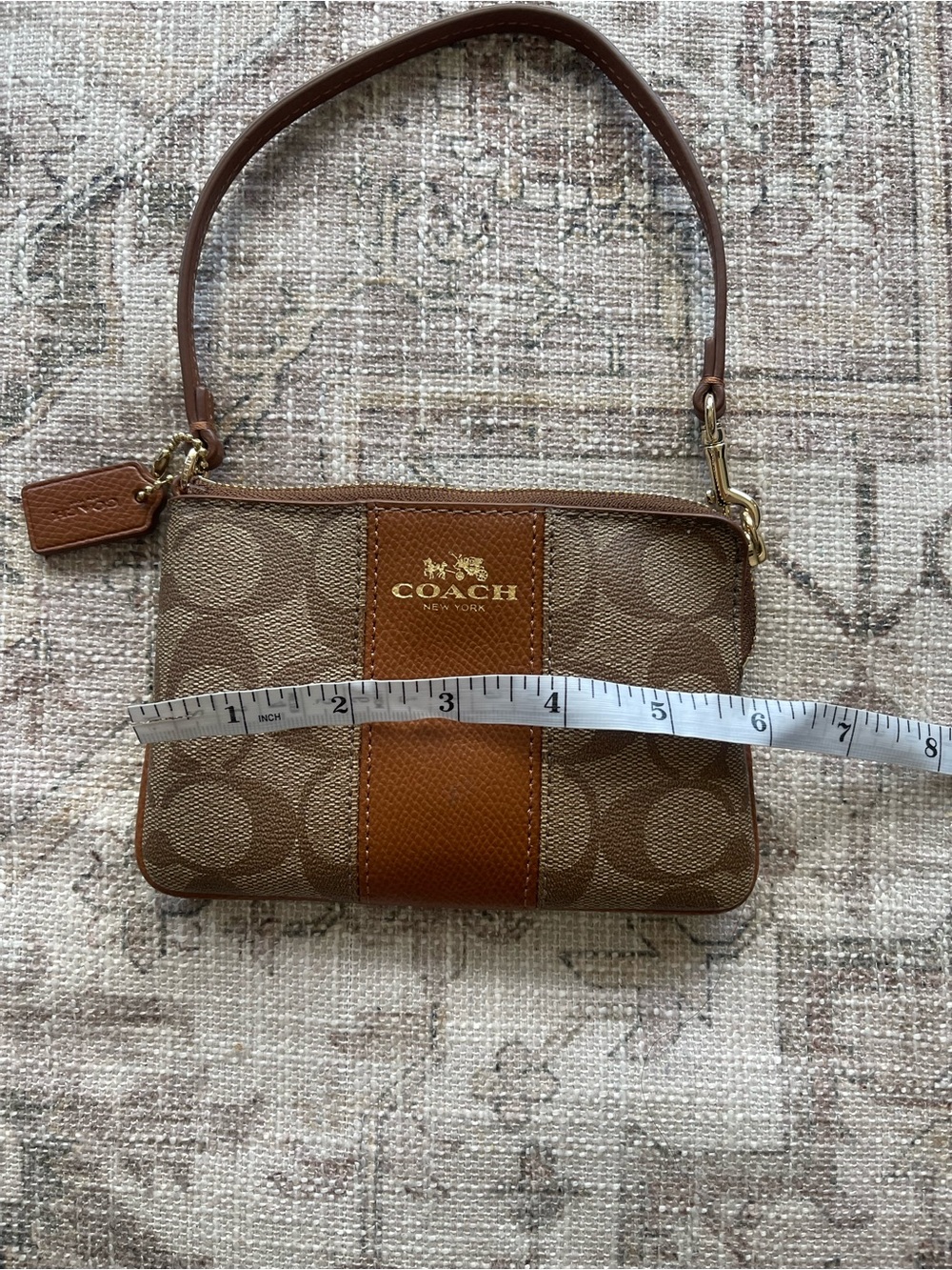 Coach Tan and Brown Signature Wristlet - Picture 7 of 7